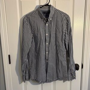 Banana Republic White and Blue Casual Button Down Shirt